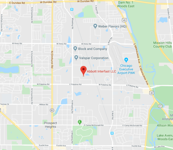 Map showcasing location of where Abbott Interfast is located.